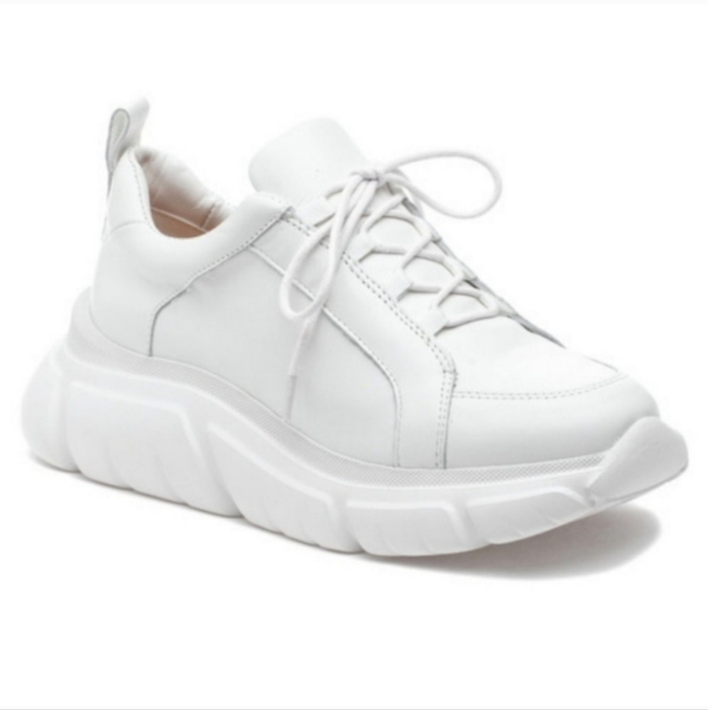 NWT J/SLIDES Women’s Knockout Platform Sneakers White Leather Chunky 9M